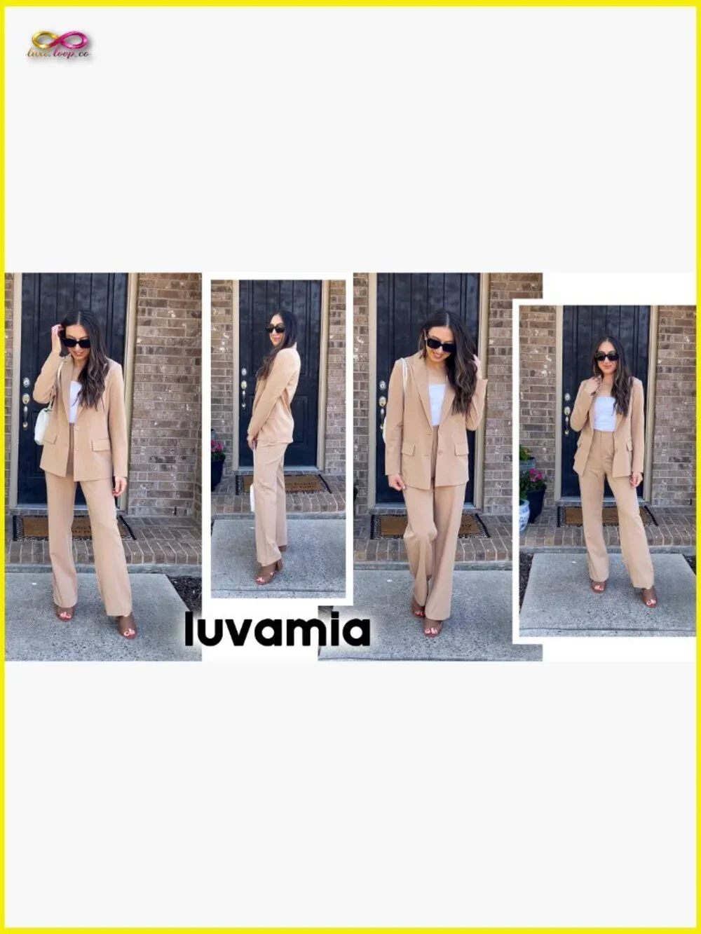 Long Blazer Jacket High Waisted Wide Leg Pants Suit Set Business Casual Elegant